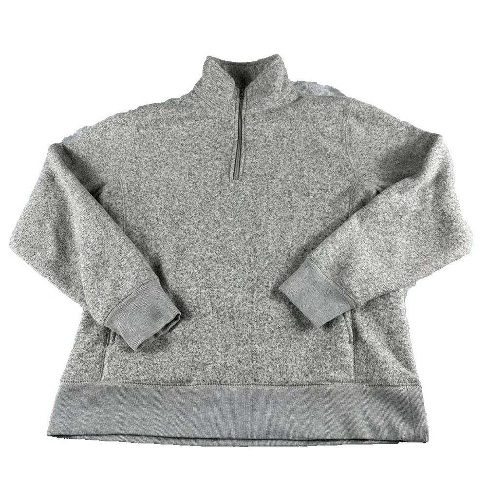 JCrew Quarter Zip Sweater Men Medium Gray Preppy Heritage Quiet Luxury Old Money